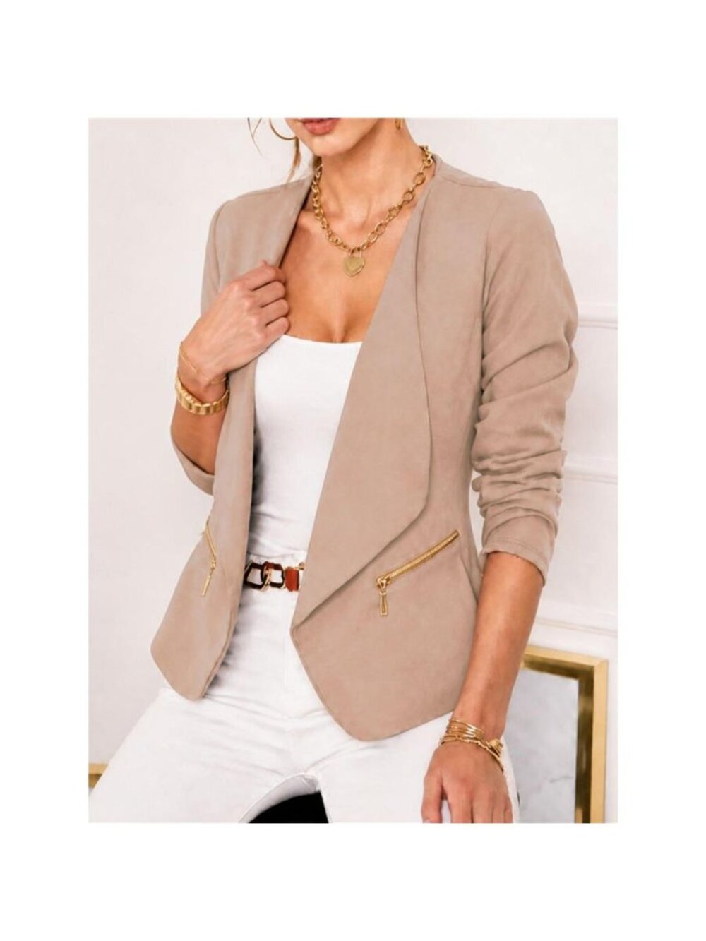 Open-Front Long Sleeve Blazer
